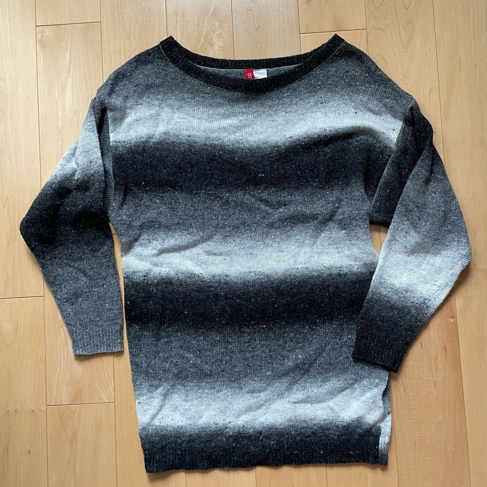 Divided brand grey black and white striped sweater.